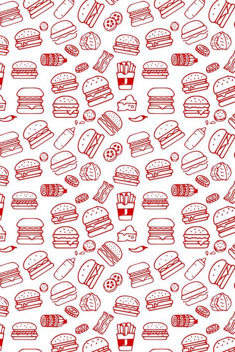 Burger Pattern Illustration, Menu Design Burger, Logo Design Fast Food, Menu Fast Food Design, Fast Food Logo Design Ideas, Burger Packaging Design, Burger Branding Design, Burger Graphic Design, Fast Food Wallpaper