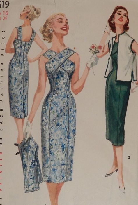 Bombshell Cocktail, 1950s Bombshell, Bombshell Dress, 1950s Sewing Patterns, Vintage Vogue Sewing Patterns, 1950’s Style, Patron Vintage, Retro Sewing Patterns, Princess Line