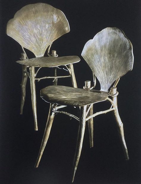 lois on Twitter: "claude lalanne paire de chaises “gingko” from the catalogue heavy metal (artcurial) https://t.co/T1twIS0kDJ" / Twitter Claude Lalanne, Modern Kids, Belle Epoque, Art Moderne, Cool Furniture, Heavy Metal, Art Nouveau, Architecture Design, Contemporary Art