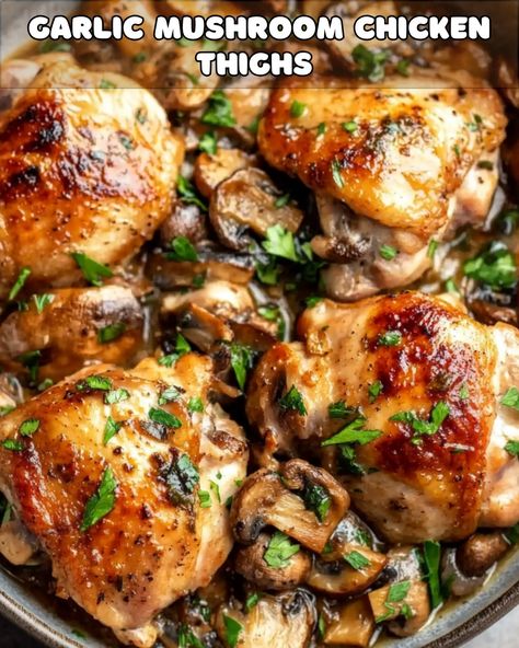 Creamy Garlic Mushroom Chicken Thighs – Foodyhealthylife Garlic Chicken And Mushrooms, Creamy Mushroom Chicken Thighs, Chicken Thigh Marsala Recipe, Chicken Thighs Mushroom Recipes, Healthy Chicken Thigh Recipes Boneless, Chicken Thigh Mushroom Recipes, Chicken Thigh And Mushroom Recipes, Crockpot Chicken Mushroom Recipes, Chicken And Mushroom Recipes Crockpot