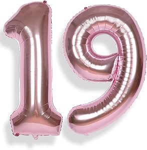 AULE 40 Inch Large 19 Number Balloons Rose Gold Big Foil Number Balloons Giant Helium Happy 19th Birthday Party Decorations for Girl Huge Mylar 91 Anniversary Supplies 19 Balloons Birthday, 19 Balloons Number, 19 Balloons, 19th Birthday Party, Rose Gold Number Balloons, Balloons Rose Gold, Gold Number Balloons, Happy 19th Birthday, Foil Number Balloons