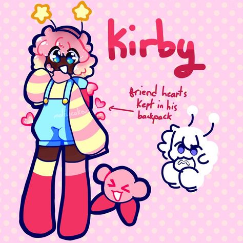 Human Kirby, Kirby Gijinka, Kirby Fanart, Unorganized Idea, Kirby Character, Meta Knight, Kirby Art, Characters Inspiration Drawing, A Hat In Time