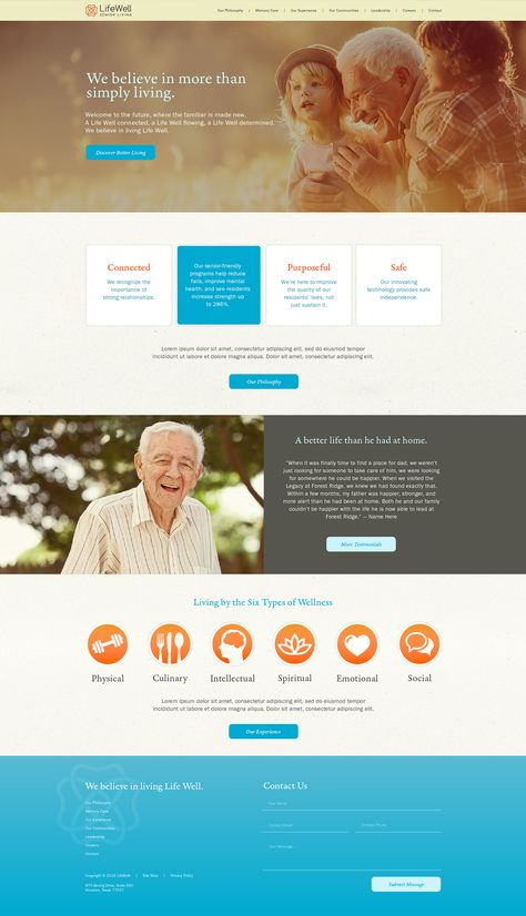 LifeWell Senior Living Website Senior Citizen Housing, Retirement Living, Squarespace Design, Creative Brochure, Welcome To The Future, Squarespace Website Design, Theme Template, Direction Graphic Design, Wordpress Design