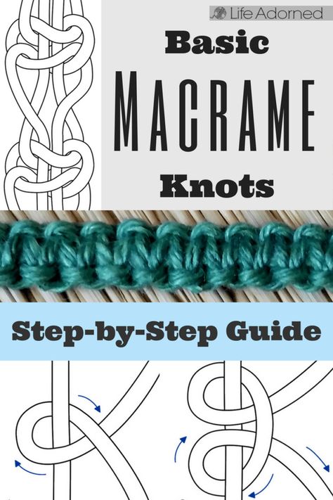 Diy Macrame Wall Hanging, Basic Macrame, Art Macramé, Pola Macrame, Tutorial Macramé, Knots Guide, Macrame Plant Hanger Patterns, Macrame Knots Tutorial, Makramee Diy