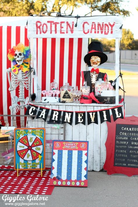 CarnEVIL Trunk or Treat Idea Haunted Carnival, Creepy Circus, Trunk Or Treat Ideas, Halloween Circus, Creepy Carnival, What Is Halloween, Halloween Traditions, Diy Halloween Decor, Treat Ideas