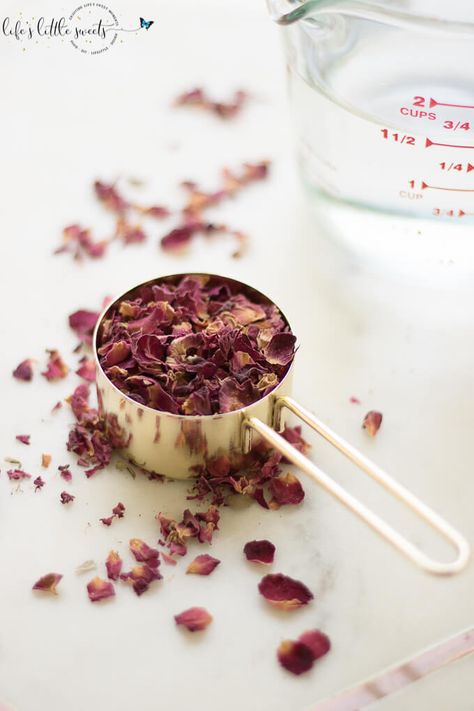 Rose Water For Cooking, How To Make Rosewater, Rosewater Recipe, Rose Petal Recipes, Making Rose Water, Rose Water Diy, Dried Potpourri, Edible Rose Petals, Kitchen Witch Recipes