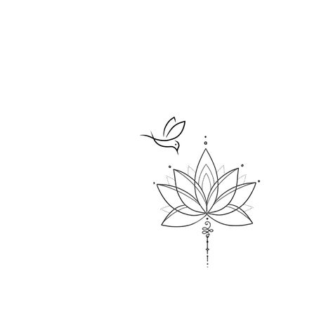 Minimalist Lotus Tattoo Ideas, Lotus Line Art Tattoo, Lotus Dotwork Tattoo, Dainty Lotus Flower Tattoo, Zen Tattoo For Women, Front Shoulder Tattoos For Women, Hanna Tattoo, Simple Lotus Flower Tattoo, Simple Lotus Tattoo