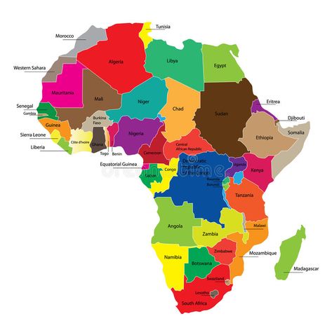 Map of Africa. Detail color map of African continent with borders. Each state is #Sponsored , #Paid, #PAID, #Detail, #Map, #borders, #color Map Images, Art Identity, Africa Continent, Continents And Oceans, Map Of Africa, World Atlas, African Map, Afrique Art, 28 December