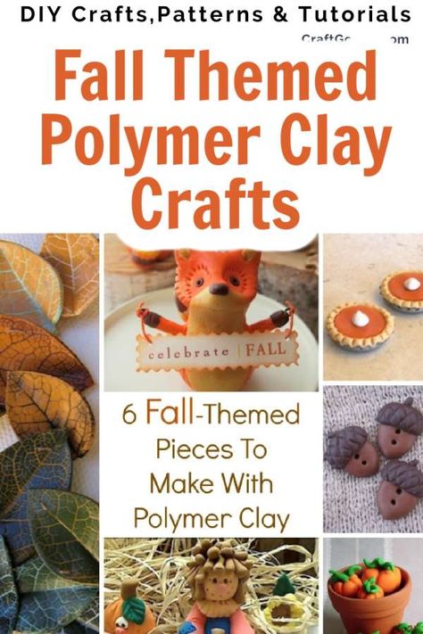 6 Fall-Themed Pieces To Make With Polymer Clay – Polymer Clay Clay Fall Crafts, Diy Clay Fall Decor, Fall Polymer Clay Jewelry Ideas, Fall Themed Clay Projects, Polymer Clay Fall Decor, Polymer Clay Fall Ideas, Polymer Clay Thanksgiving Ideas, Polymer Clay Crafts For Beginners Easy, Clay Fall Decor