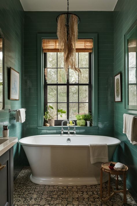 Bring nature indoors with a green bathroom design. Transform your daily routine into a peaceful escape with soothing tones and harmonious décor. #GreenBathroom #BathroomOasis #NatureInspiredDesign #TranquilSpaces #BathroomGoals #CalmInteriors #NatureVibes #BathroomRetreat #EcoBathroom #SereneDesign Cottage Core Bathroom, Green Bathroom Design, Eco Bathroom, Green Bathroom Ideas, Bathroom Green, Bathroom Retreat, Bathroom Oasis, Bring Nature Indoors, Bathroom Themes