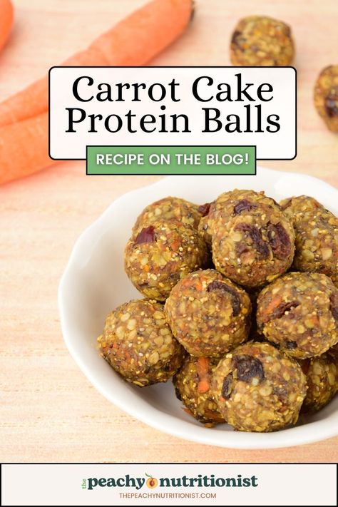 Delicious & Nutritious Carrot Cake Protein Balls! — The Peachy Nutritionist Carrot Protein Balls, Carrot Cake Protein Balls, Healthy Kids Snack, Cottage Cheese Egg Bites, Cake Protein Balls, Cheese Egg Bites, Carrot Cake Protein, Protein Cottage Cheese, Cottage Cheese Eggs