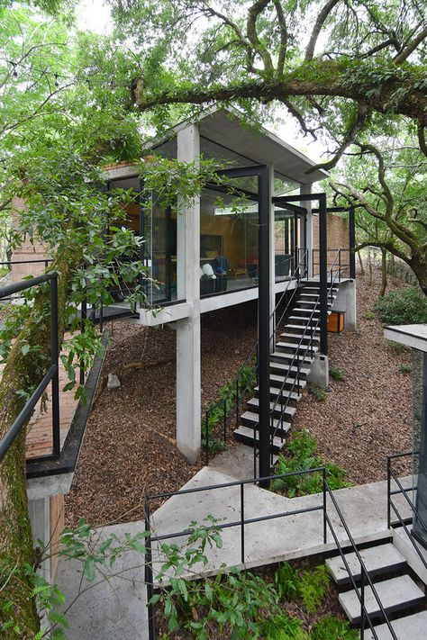 Gallery of House in the Woods / WEYES Estudio - 4 Hillside House, House On Stilts, Surf House, Forest House, A Hill, House On A Hill, Family House, Architectural Elements, Contemporary Architecture