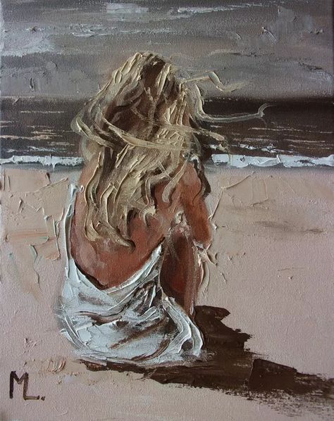 Beach And Ocean Aesthetic, Artist Vibes, Monika Luniak, Twisted Art, Wal Art, Painting Of A Woman, Sun Sky, Sea Sand, Pink Painting