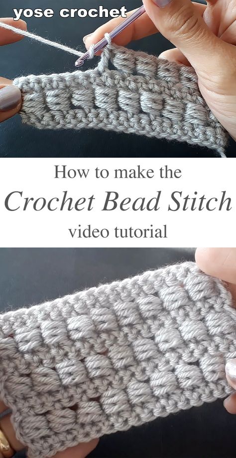 Learn Making The Crochet Bead Stitch | CrochetBeja Crochet Bead Stitch, Bead Stitch, Easy Knitting Projects, Handbag Pattern, Stitch Crochet, Crochet Clothes Patterns, Bead Stitching, Crochet Stitches Tutorial, Crochet Instructions