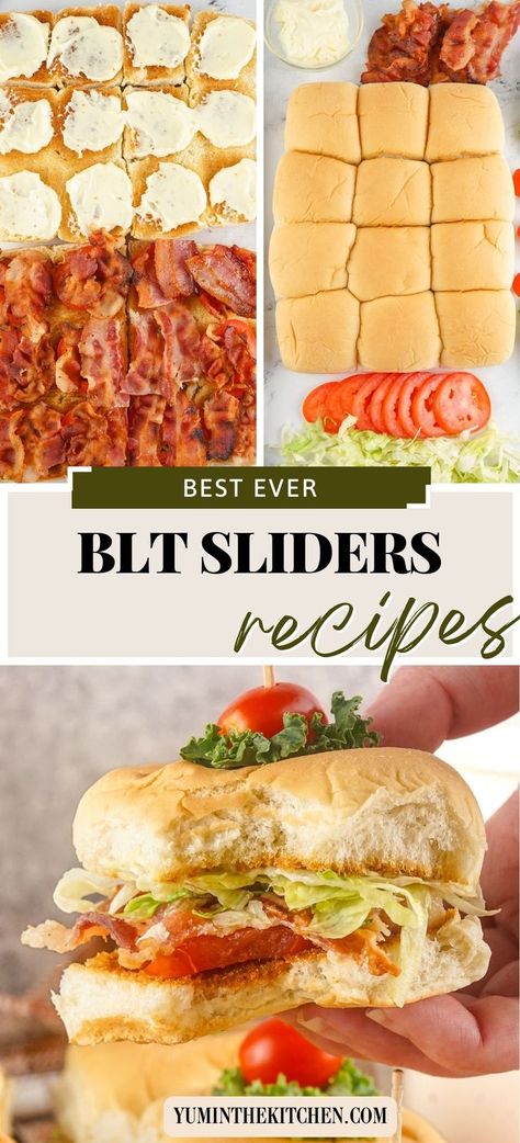 These BLT sliders are the best bacon slider recipe! Yummy crispy bacon, fresh lettuce and tomatoe, all on a delicious hawaiian roll or dinner roll! If you are looking for the best slider recipes, this is a winner. Perfect for an easy weeknight dinner idea, and kid friendly. My family LOVES these sandwiches. Blt Sliders, Hawaiian Roll Sandwiches, Sliders Recipes Hawaiian Rolls, Classic Blt Sandwich, Blt Recipes, Slider Recipe, Easy Slider Recipes, Rolled Sandwiches, Hawaiian Roll