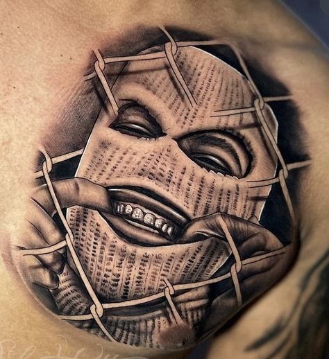 Ski Mask Tattoo, Painless Tattoo, Belly Tattoos, Chicano Tattoo, Chicano Tattoos, Snake Tattoo Design, Full Back Tattoos, Cool Chest Tattoos, Chicano Art Tattoos