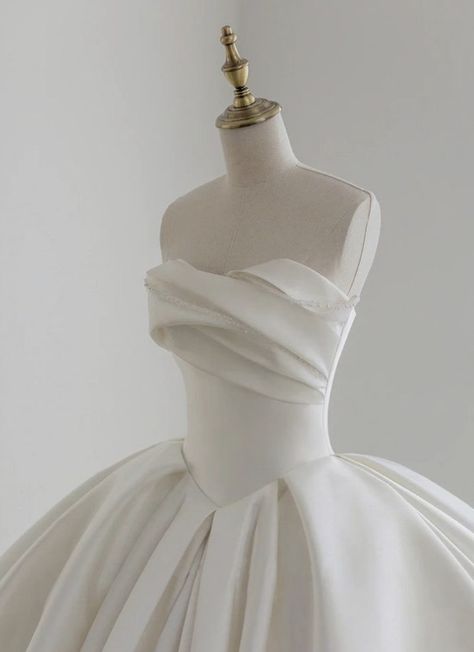 Strapless Satin Wedding Dress, Satin Wedding Dress Simple, Wedding Dress Simple, Beaded Wedding Gowns, Pretty Wedding Dresses, Dream Wedding Ideas Dresses, Dress Simple, Beaded Wedding, Satin Wedding Dress