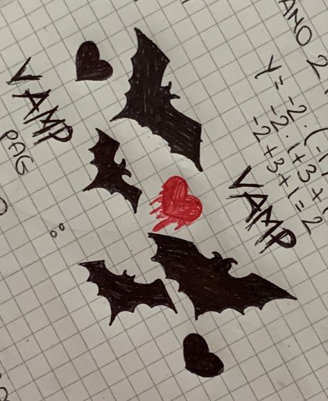 Bat Aesthetic Drawing, Drawing Ideas Gothic Art, Gothic Things To Draw Easy, Vampire Doodle Easy, Gothic Art Drawing Easy, Easy Gothic Sketches, Vampire Diary Aesthetic, Emo Drawings On Paper, Vampire Easy Drawings