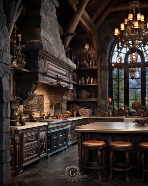 Intermediate Woodworking Projects, Medieval Kitchen, Modern Medieval, Gothic Kitchen, Gothic Medieval, Creepy Houses, Dream Kitchens Design, Medieval Houses, Dream Furniture