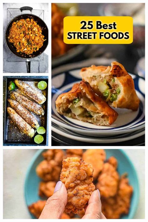 Sidewalk Safari: 25 of the World's Most Delicious Street Food Recipes Street Food Recipes, Arepas Recipe, World Street Food, Street Food Business, Foods At Home, Chicken Pakora, Samosa Chaat, Dinner Party Dishes, Homemade Cookbook