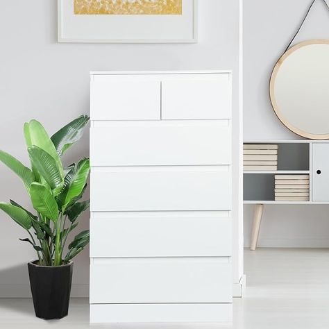 Amazon.com: Shulemin Tall White Dresser, Dresser Tall Dresser with 6 Wood Drawers, Modern Tall Storage Dresser Chest Cabinet Organizer Unit for Bedroom, Living Room, Hallway, Closet White : Home & Kitchen Tall White Dresser, Dresser Tall, Dresser Dresser, Chest Cabinet, Hallway Closet, Storage Dresser, Future Bedroom, Dresser Chest, White Drawers