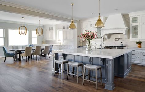 Open Floor Plan Single Family House Los Angeles - Transitional - Kitchen - Los Angeles - by GAVIN GREEN HOME DESIGN LLC | Houzz Semi Open Floor Plan, Green Home Design, Kitchen And Breakfast Area, Green House Design, Contemporary Transitional, Marble Backsplash, Transitional Kitchen, Breakfast Area, Green Home