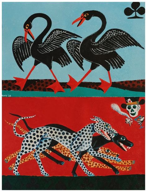 PAINTINGS — Liam Alvy. Bird Folk Art, Mod Art, Abstract Animal Art, Animal Mural, Tiger Painting, Art Deco Posters, Antique Inspiration, Mexican Folk Art, Cool Paintings