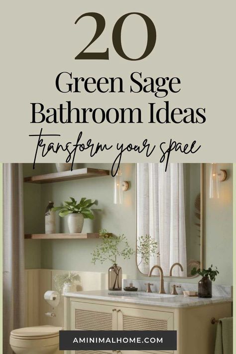 Looking to refresh your bathroom? Sage green is the ultimate shade for creating a cozy, inviting atmosphere. Explore our guide to discover how to incorporate this soothing hue through DIY projects, furniture choices, and decor accessories. Perfect for guest bathrooms or a stunning powder room transformation, these ideas are easy to implement and hard to resist. Green And Brass Bathroom Ideas, Olive Green Powder Room Ideas, Sea Salt Green Bathroom, Clary Sage Bathroom Walls, Sage And Blue Bathroom, Green And Chrome Bathroom, Powder Room Ideas Green, Guest Bathroom Green, Sage Green Bathroom Ideas Decor