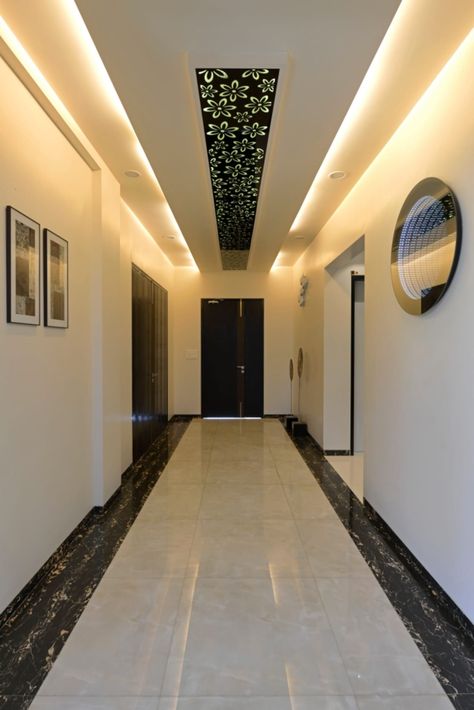 High Roof House, Lobby False Ceiling Design, Ceiling Photos, Full House Interior, Entrance Ceiling, Wooden False Ceiling, Corridor Ideas, Exterior Wall Art, Luxury Couch