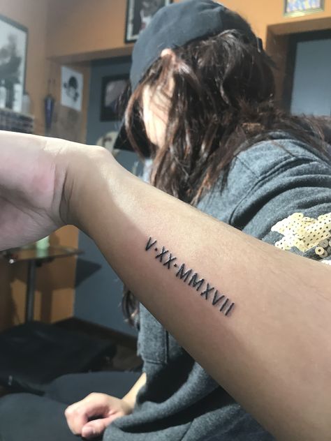 Wedding Date Tattoo, Wedding Date Tattoos, Date Tattoo Ideas, Date Tattoo, Hunter Tattoo, Date Tattoos, Up Date, Tattoo Placement, Forearm Tattoo