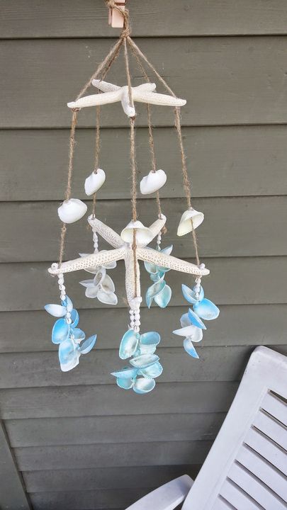 Sea Shell Wind Chimes Homemade, Sea Shell Wind Chime, Underwater Crafts, Starfish Art, Wind Chimes Homemade, Shell Wind Chimes, Wine Cork Art, Cork Art, Fish Sea