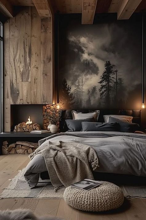 Industrial Style Bedroom, Moody Bedroom, Man Room, Master Bedrooms Decor, Remodel Bedroom, Aesthetic Bedroom, Bed Room, Cozy Bedroom, Decoration Design