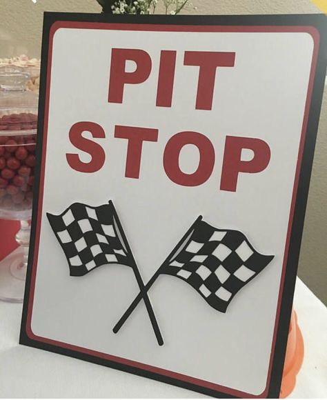 Cars Movie Decorations, Cars Theme Birthday Party Decorations, Race Car Party Food, Pit Stop Sign, Cars Birthday Party Food, Disney Cars Birthday Party, Race Theme, Disney Cars Theme, Cars Birthday Party