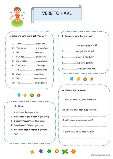 Verb to have: English ESL worksheets pdf & doc Verb To Have Worksheet, Verb To Have, Esl Worksheets, Bad Timing, School Work, Homework, English Language, Grammar