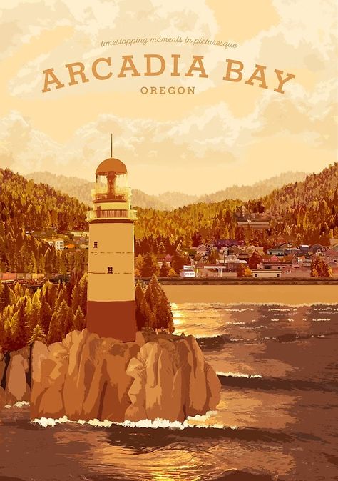 Life is Strange - Arcadia Bay Travel Poster (Sunset) Life Is Strange Wallpaper, Life Is Strange Fanart, Arcadia Bay, Life Is Strange 3, Chloe Price, Vertical Poster, Life Is Strange, Weird Art, Travel Poster