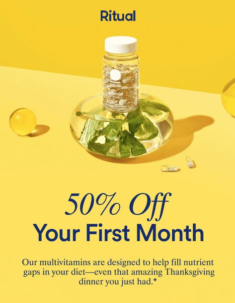 Ritual Vitamins Black Friday coupon: Save 50% on your first month!   Ritual Vitamins Black Friday Coupon: 50% Off First Month! →  https://hellosubscription.com/2019/11/ritual-vitamins-black-friday-coupon-50-off-first-month/ #BlackFriday #Ritual  #subscriptionbox Oil Photoshoot, Vitamin B Complex Benefits, Centrum Vitamins, Vitamin D3 Benefits, Nutrilite Vitamins, Vitamin B12 Benefits, Olly Vitamins, Vitamin C For Face, Cranberry Vitamins