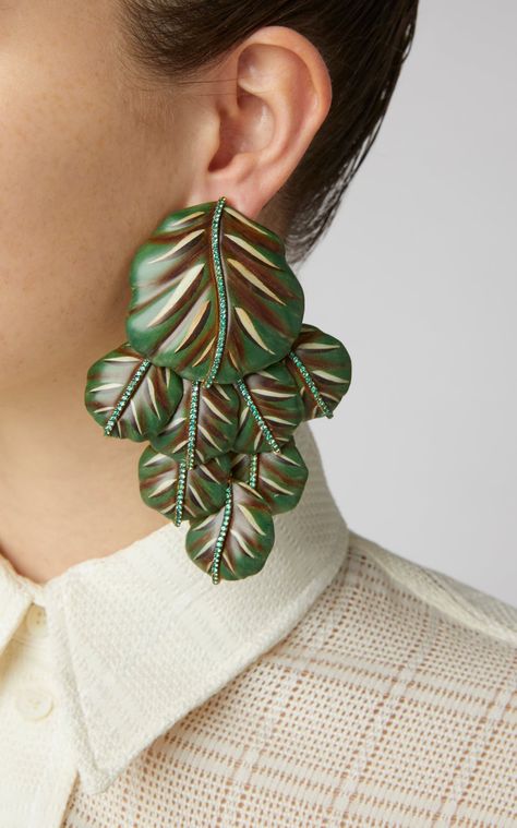 Silvia Furmanovich, Big Statement Earrings, Diamond Pendants Designs, Paper Earrings, Funky Earrings, Hand Painted Jewelry, Pakistani Jewelry, Unusual Jewelry, Fall Earrings