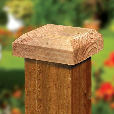 Heavy duty flat timber post cap | Grange Fencing Diy Fence Post Caps, Wood Fence Post, Front Stairs, Fence Post Caps, Interior Balcony, Timber Posts, Fence Toppers, Cottage Porch, Post Caps