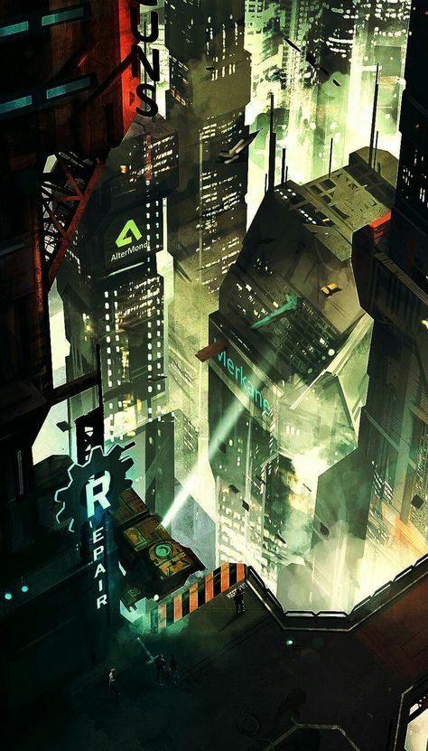 Cyberpunk City scape Kota Masa Depan, Scifi City, Style Cyberpunk, Cyberpunk Rpg, City Scapes, Sci Fi City, Sci Fi Environment, Arte 8 Bits, City Scape