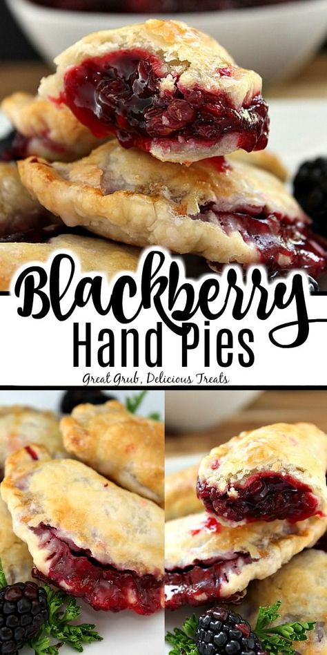 Hand Pies Recipes, Blackberry Hand Pies, Fruit Hand Pies, Pocket Pies, Ready Made Pie Crust, Blackberry Dessert, Blackberry Sauce, Fried Apple, Pie Fillings