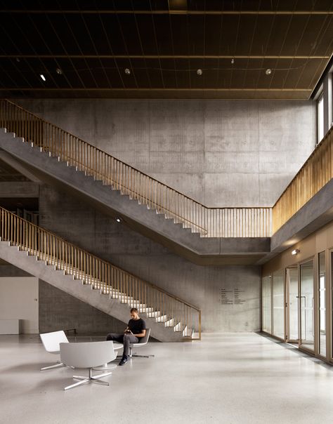 Large Office spaces concrete effect flooring, resin alternative | Modern Design | minimalism Hec Paris, Industrial Stairs, David Chipperfield Architects, David Chipperfield, Interior Design Minimalist, Top Architects, Interior Stairs, Top Interior Designers, School Architecture