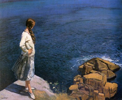 Dame Laura Knight, "At the Edge of the Cliff" Dame Laura Knight, Laura Knight, Francoise Gilot, Galleria D'arte, Bernard Shaw, The Cliff, English Artists, Oil Painting Reproductions, European Art