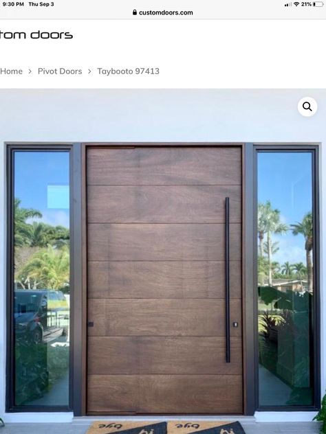 Natural Wood Garage Doors White House, Big Front Door Entrance, Large Exterior Doors, Modern Home Front Door, Modern Ranch Front Door, Front Door Inspiration Modern, Large Doors Entrance, Oversize Front Door, Large Modern Front Door