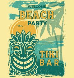 Wooden Masks, Dance Party Invitations, Tiki Decor, Tiki Totem, Summer Party Invitations, Tiki Mask, Bar Poster, Hawaiian Tiki, African Sculptures