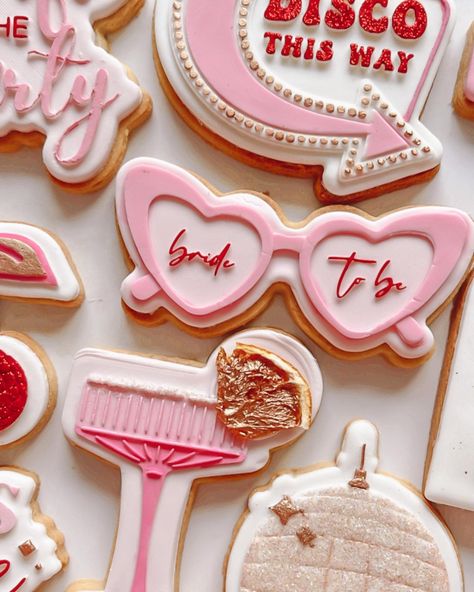 Bachellorete Ideas Decor, Last Disco Bachelorette Cookies, Hen Party Cookies, Disco Bachelorette Cookies, Disco Bach Cookies, Barbie Bachelorette Party Cookies, Disco Sugar Cookies, Bachelorette Party Cookies Decorated, Bachelorette Cookie Ideas