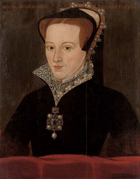 Queen Mary I (1516-1558), bust-length, in a black dress with lace collar and pearl pendant, and bejewelled headdress, oil on panel. 56 x 44.5 cm.British School, 17th Century, Mary I Of England, Sofonisba Anguissola, Italian Portraits, 1500s Fashion, History Dress, Historical Portraits, Lady Jane Grey, Mary Tudor, Late Period