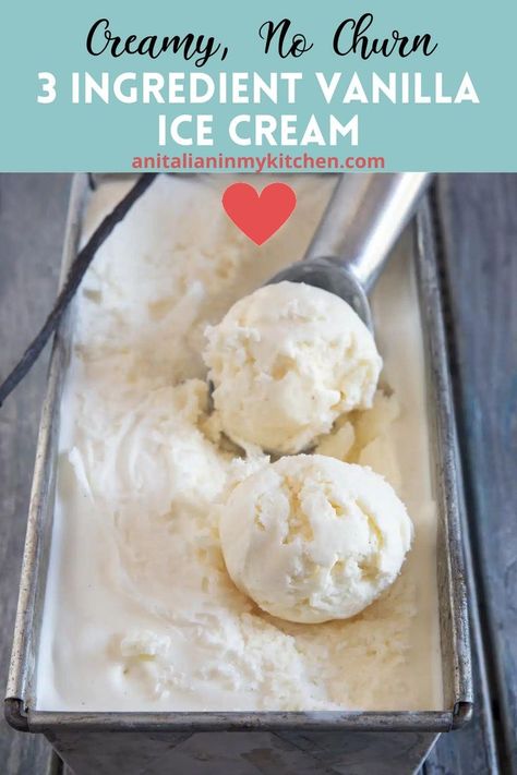 No churn vanilla ice cream is a simple and delicious dessert that can be made without an ice cream maker. This recipe is perfect for anyone who loves homemade ice cream but doesn’t have the equipment to make it. With only three ingredients, this homemade vanilla ice cream is fast and easy! Frozen Custard Recipe Easy, Homemade Ice Cream Recipes Without Heavy Cream, Freezer Ice Cream Recipes, Homemade Simple Recipes, Homemade Ice Cream With Pudding, Vanilla Ice Cream Homemade Machine, Vanilla Custard Ice Cream Recipe, Ketovore Desserts, Cream Recipes Dessert