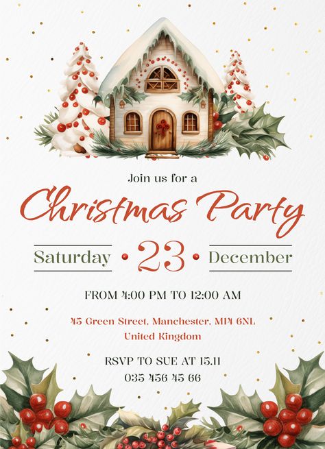 Free Printable Christmas Invitations Templates, Christmas Party Invites Template Free, Christmas Invitations Template Free, Free Printable Christmas Party Invitations, Christmas Invitation Wording, Free Christmas Invitation Templates, Christmas Party Invitations Free, Holiday Open House Invitations, Xmas Party Invitations