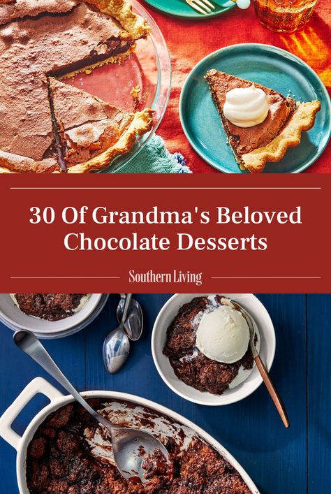 When it comes to celebrations, every Southerner knows dessert can never be overlooked. And while we love to add new recipes into our rotation, there's something comforting about family favorites that have been passed on through generations. We learned some of our best recipes from Grandma, especially when it comes to dessert. And while we will always make room for fruit cobblers and creamy cheesecakes, there's something over-the-top and truly decadent about the ones starring chocolate. At the link, find the chocolate desserts, from cakes to pies, that she loved, and you will too. #recipeideas #chocolatedesserts #dessertrecipes #recipes #southernliving Southern Living Plant Collection, Breakfast Party Foods, Brown Butter Chocolate Chip Cookies, Easy Dinner Casseroles, Southern Desserts, Hummingbird Cake, Fruit Cobbler, Breakfast Party, Sheet Cakes