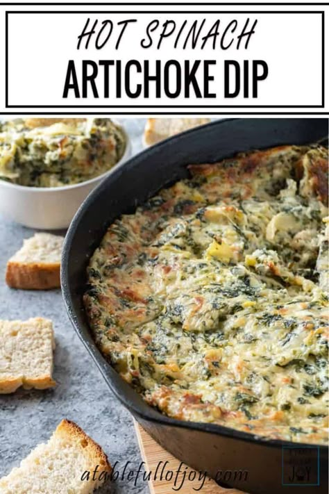 This hot spinach artichoke dip recipe is easy to make and super tasty! Perfect for bbqs, potlucks, and parties! #hotdip #atablefullofjoy #spinachdip #keto #lowcarb #gf #glutenfree #artichoke #dip #gameday Broccoli Coleslaw, Easy Spinach Artichoke Dip, Hot Spinach Artichoke Dip, Artichoke Dip Easy, Spinach Artichoke Dip Easy, Spinach Artichoke Dip Recipe, Artichoke Dip Recipe, Healthy Potato Recipes, Healthy Vegetable Recipes